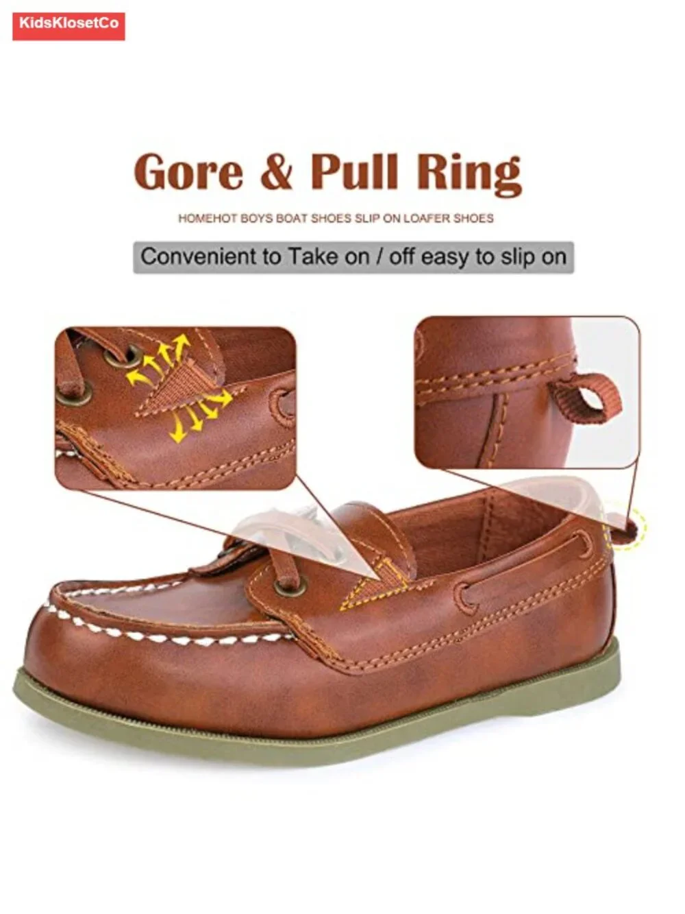 Boys Dress Shoes Slip on Loafers Non Slip Rubber Sole Memory Foam Faux Leather